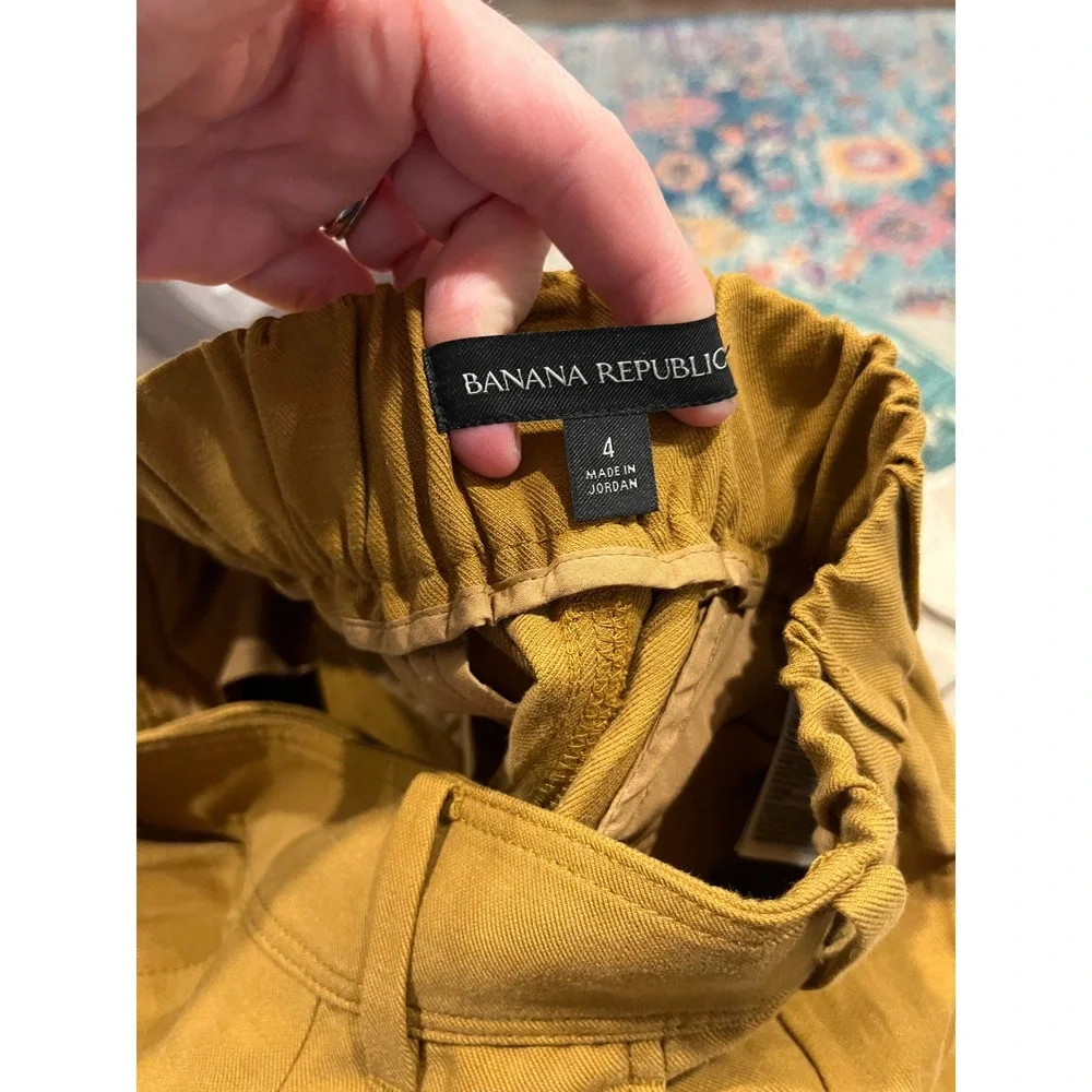 Banana Repulic Tencel Linen Tapered Cargo Pants Mustard New Bronze Pants Size 4